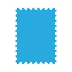 Vertical blue blank postage stamp template isolated vector illustration
