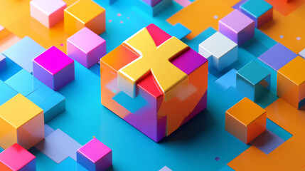 Obraz premium Letters X of colorful cube.