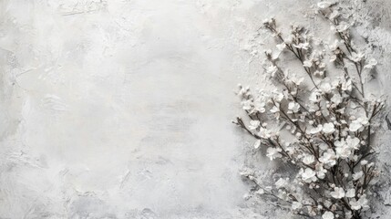 White Blossoms Arranged on a Grey Textured Background