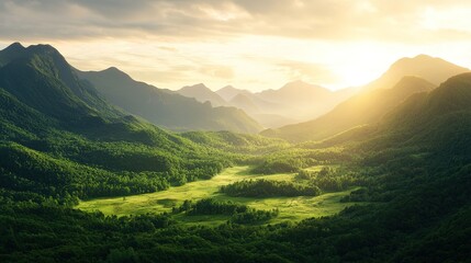 Fototapeta premium Nature's resilient beauty climate change impact on landscapes in somneuk aerial view of serene valleys