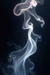 Obraz premium Ethereal white smoke swirls, abstract shapes on black , creative, haunting, wispy