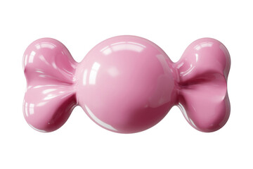 Fototapeta premium Pink candy, 3D render, glossy, isolated on white background, sweet treat. background removed