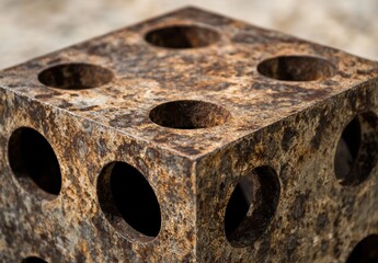 自然素材のテクスチャが魅力の穴あき立方体のオブジェクト