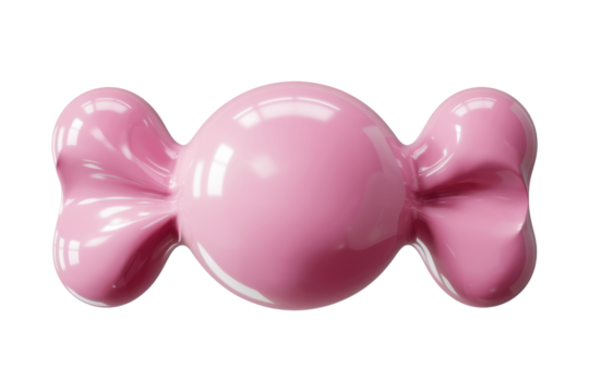 Pink candy, 3D render, glossy, isolated on white background, sweet treat. background removed