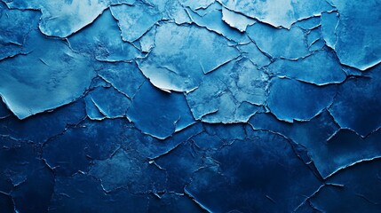Fototapeta premium Blue textured background featuring cracked, peeling layers that create an artistic and abstract look.