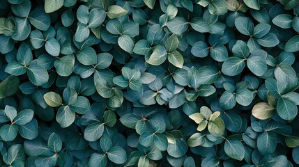 A dense arrangement of lush green leaves, showcasing various shades and textures in a natural setting.