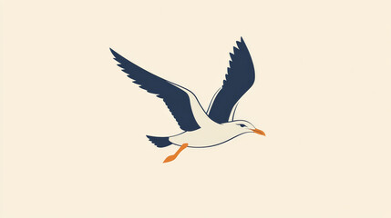 Obraz premium A seagull is designed in this vector logo. The logo is made to represent a brand. ID_55320854-955c-4d3a-8e70-59c4b55b7391 --ar 16:9 --v 6.1 Job ID: 6a26d7b1-7b91-478e-b599-395c216527b0