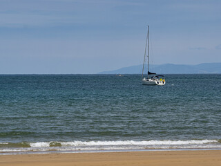Photo of several sailing boats in the bay of Laredo. Cantabria. North. Spain