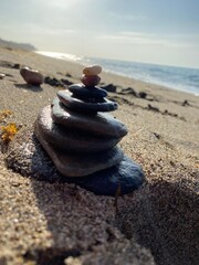 zen stones on the beach