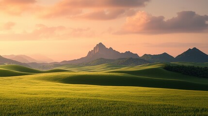 Serene mountainscape at dusk nature landscape tranquil environment wide angle conceptual beauty