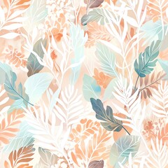 Watercolor Botanical Print: A Serene Garden of Pastel Leaves and Branches