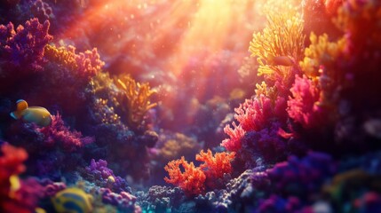 Fototapeta premium Vibrant Wildlife in a Coastal Coral Environment