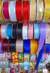 colorful ribbons on store