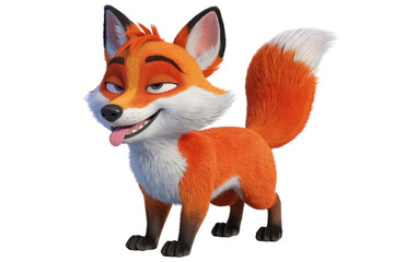 Obraz premium Playful 3D-rendered red fox with a cheeky expression, sticking its tongue out. background removed