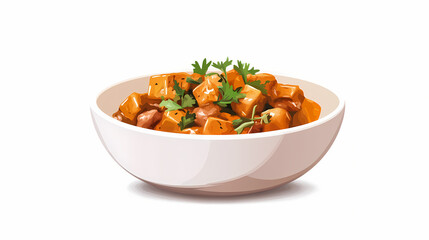 Mouthwatering hearty hungarian side dish f zel k in a bowl isolated on white background. Gossamered. Illustration