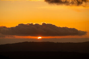 Sunset over the mountain valleys of Portugal