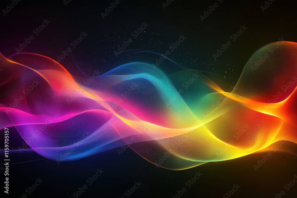 Poster Vibrant explosion of colors creating dynamic waves for creative designs and mockups. Generative AI