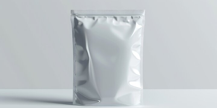 Transparent plastic bag with silver foil, ideal for food storage and preservation.