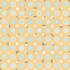 Cute colourful Polka-Dot seamless vector pattern. Geometric background with tiled circles and semicircles. Great for fashion fabrics, home decor, wallpaper and packaging.
