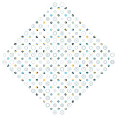 Rhombus Polka-Dot vector pattern on white background.  Geometric texture with tiled circles and semicircles. Great for T-shirt prints, home decor, carpets, tablecloth and stationery.