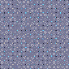 Elegant Polka-Dot seamless vector pattern on violet background. Geometric texture with tiled circles and semicircles. Great for fashion fabrics, home decor, wallpaper and packaging.