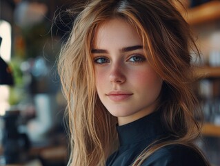 Fototapeta premium Young Woman with Blue Eyes