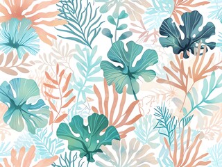 Tranquil Tropical Paradise: A Watercolor Dream of Lush Foliage
