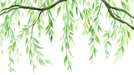 Naklejka premium watercolor foliage willow pattern