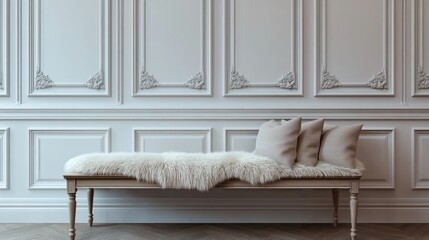Elegant White Sofa with Fur Throws in a Classy Interior