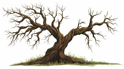 Fototapeta premium Gigantic willow isolated on a pure white background. Willow. Illustration