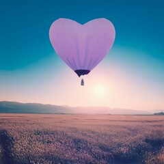 Fototapeta premium Ein Herz in der Luft: Heißluftballon mit atemberaubendem Ausblick