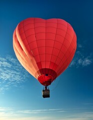 Obraz premium Liebe über den Wolken: Herz-Heißluftballon im klaren Himmel