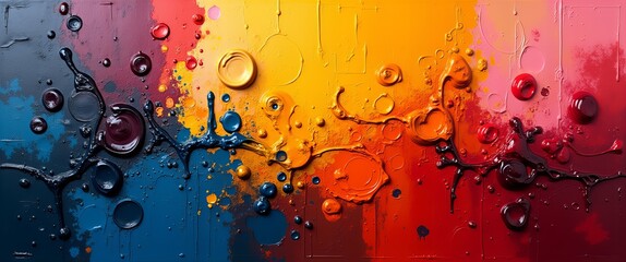 Abstract Colorful Texture with Vibrant Paint Strokes and Cracks