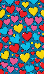 Fototapeta premium Valentine's Day card design. Illustration with oil paint. Pattern for printing on wall decorations, covers, wallpapers