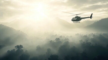 Fototapeta premium Helicopter Search and Rescue Operation in Mountainous Terrain