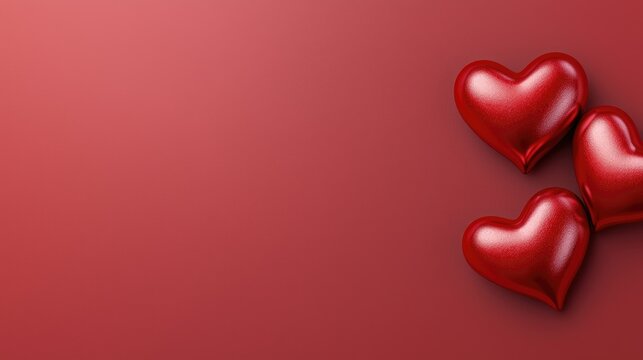 Expressing love with red hearts romantic background digital art warm environment close-up view affection symbolism