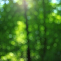 Obraz premium Green bokeh lights on a natural blurred background. Perfect for nature, abstract, and creative designs. Generative AI