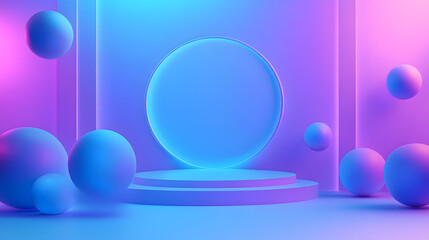 
3d rendering of Blue and purple abstract geometric background. Scene for advertising, technology, showcase, banner, game, sport, cosmetic, business, metaverse. Sci-Fi Illustration. Product display


