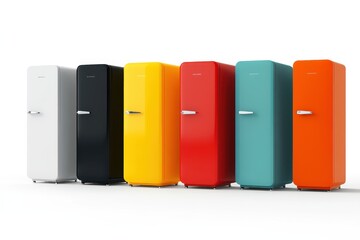 Collection of contemporary fridges on light backdrop