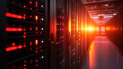 AI and Machine Learning Server Room in Soft Light