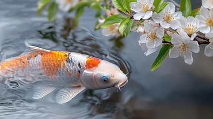 Koi Fish Swimming in Pond