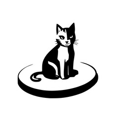 Cat in Relaxed Sitting Pose - Calm Mood Vector