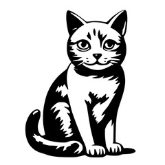 Obraz premium Cat with Alert Stare - Watchful Pet Vector