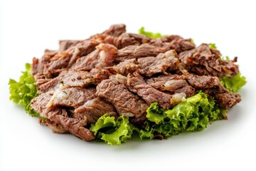 Kebab Grilled beef Chopped pieces On white backdrop