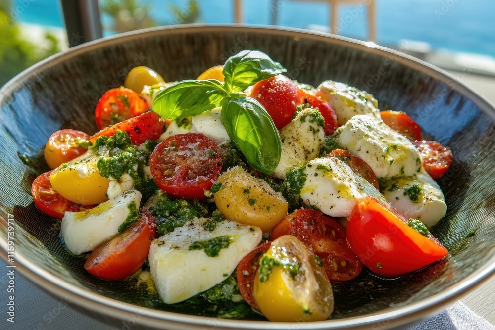 Wall mural Mozzarella tomatoes and basil salad