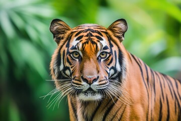 Obraz premium Detailed portrait of a Sumatran tiger in natural habitat