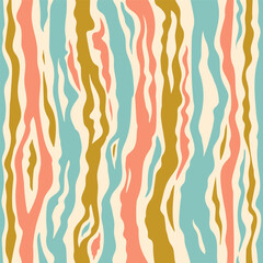 Tiger stripes seamless pattern. Animal skin. Wrapping paper, fashion fabrics, prints. Vector endless illustration.