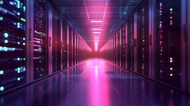 Futuristic Machine Learning Server Room Visuals