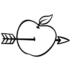 arrow pierced apple handdrawn doodle sketch handdrawn doodle