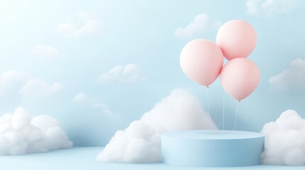 Modern 3d render baby podium abstract scene. Empty stage minimalistic boho design background. Stand product showcase.